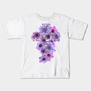 No Greater Love Than Jesus Cross With Flowers Kids T-Shirt